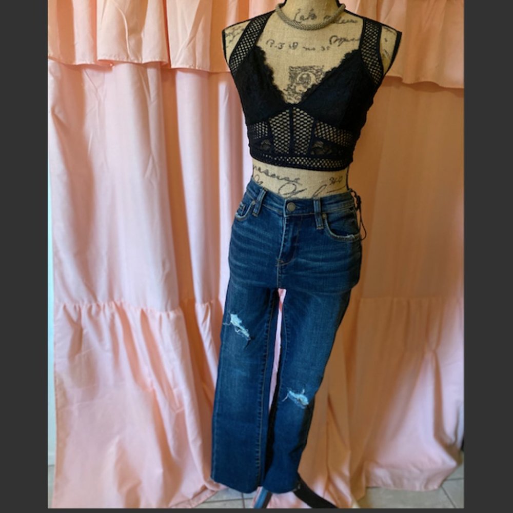 Blank NYC Distressed cropped bootcut jeans
